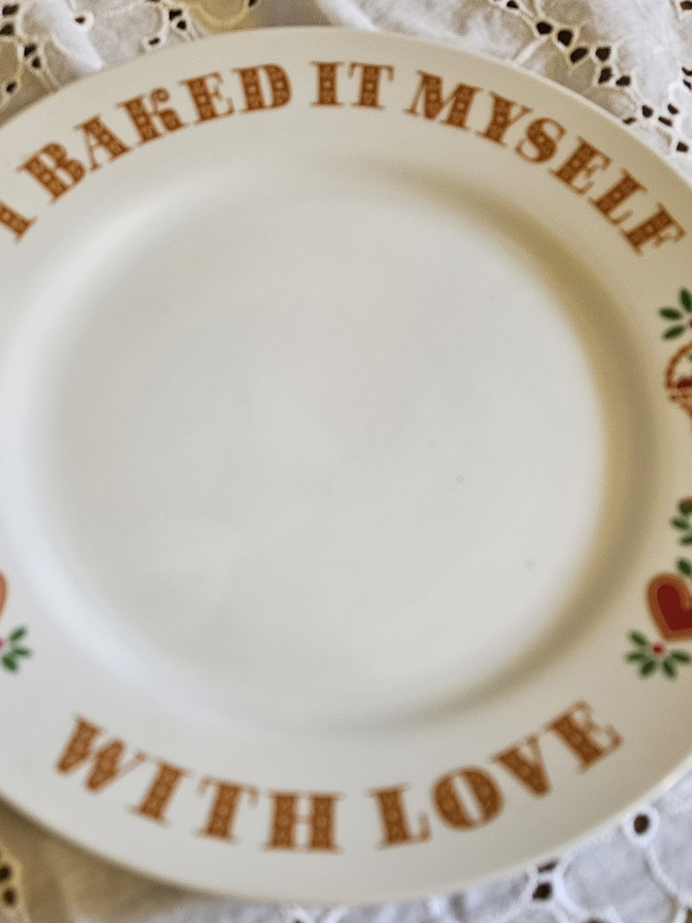 1982 AvonDecorative Wall Plate Art with Brown 'Baked It Myself With Love' Script